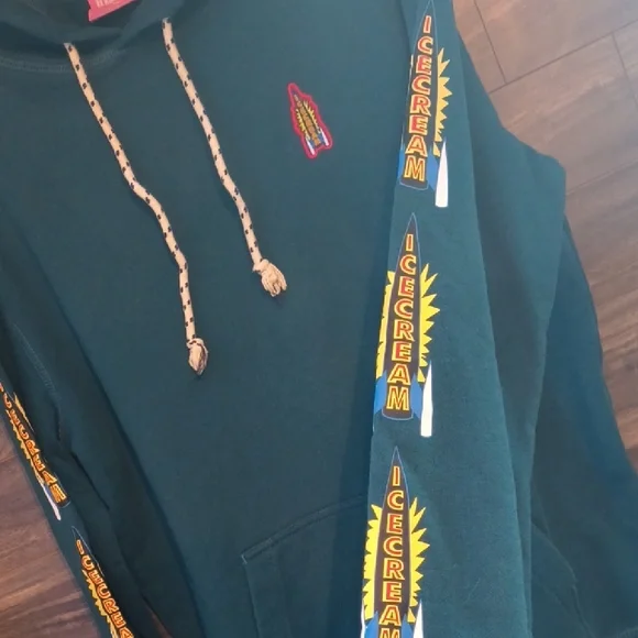 ICECREAM Billionaire Boys Club Teal Rocket Pullover Hoodie Y2K Streetwear - Picture 7 of 12